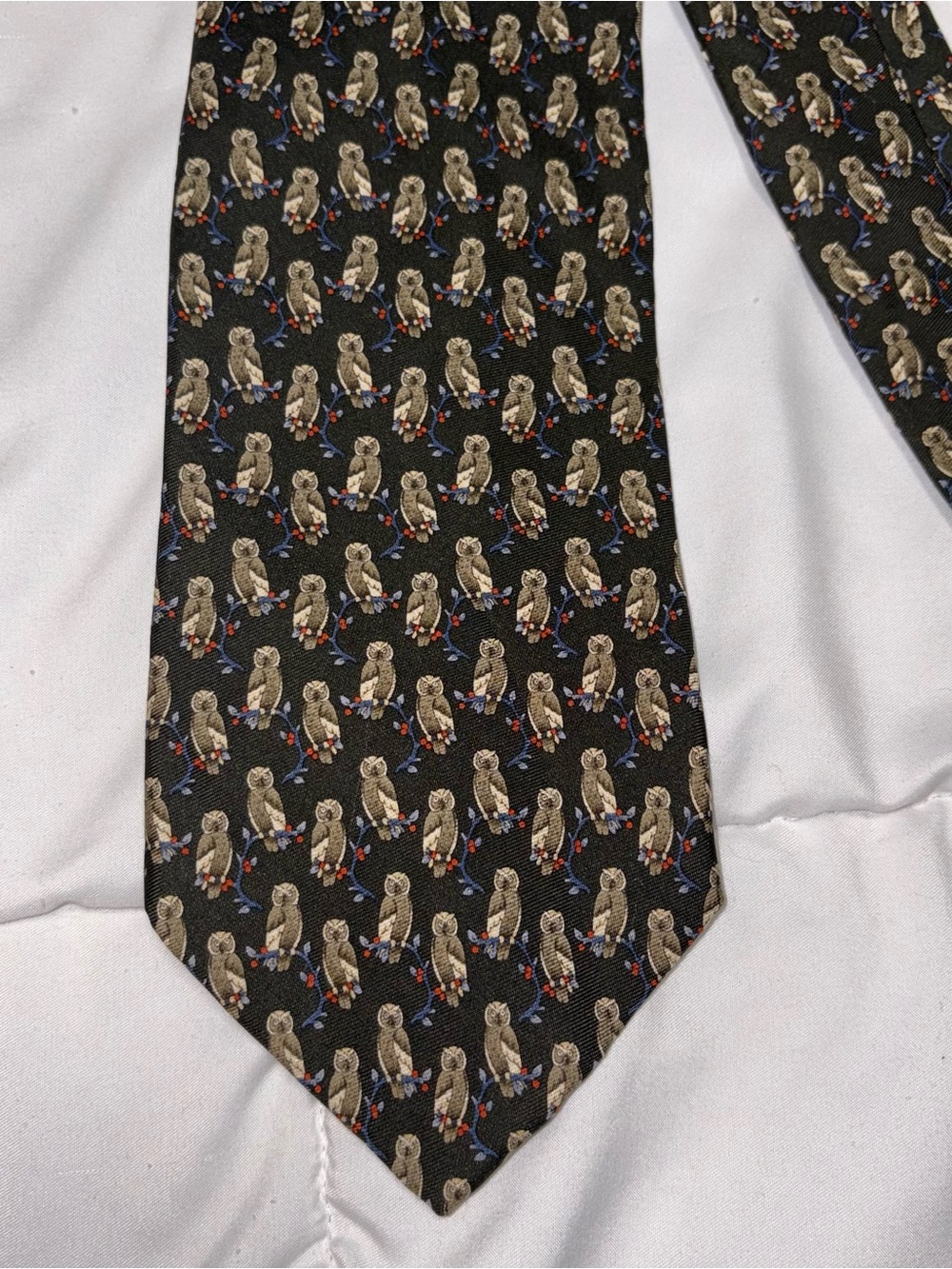 Brooks Brothers Makers Silk Tie Golden Owl Pattern